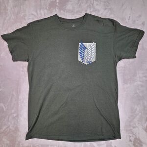 Attack on Titan Scout Regiment Shield T Shirt Green Anime Mens Large Official